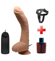 Belden Bağlamalı 28 cm Titreşimli Gerçekçi Kalın Dildo Penis - Alex (Ten)