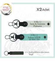 Motor Gruplarına İsim Plaka ve 0 Rh (-) Yazılı Özel Tasarım x2 Anahtarlık Hediye , Beyaz-Turkuaz-Ysl (Çok Renkli)