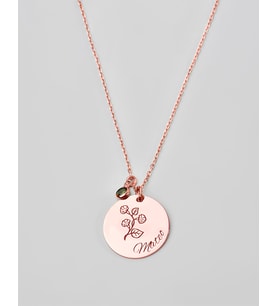 Else Silver Kişiye Özel Doğum Taşı Sallantılı İsimli Gümüş Kolye (Rose)