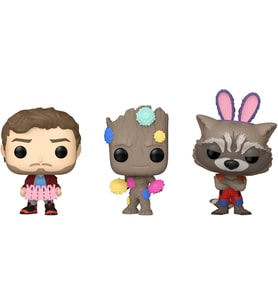 Funko Cep Pop! Marvel: Galaksinin Koruyucuları - Paskalya Yıldız Lordu, Groot Ve Roket 3'Lü Paket (Krem)