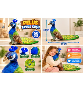 50 CM Peluş Tavus Kuşu Renkli ve Sevimli Dekoratif Peluş Oyuncak