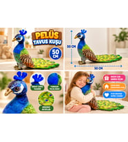50 CM Peluş Tavus Kuşu Renkli ve Sevimli Dekoratif Peluş Oyuncak