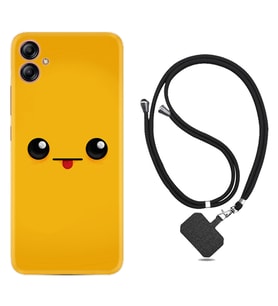 Samsung Galaxy A04E Kılıf Resimli Boyun Askılı İpli Desenli Silikon Series Yellow Sweet 1817