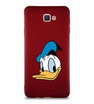 Samsung Galaxy J7 Prime Soft Premier Kapak Donald Duck-B Tasarımlı Silikon Kılıf - Mürdüm (Şeffaf)
