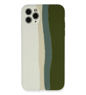 Durukar® iPhone 11 Pro Kılıf Ebruli Lansman Silikon - Beyaz-Yeşil
