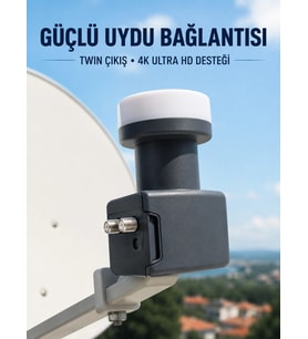 4k Ultra Hd Twin Lnb Çift Uydu Çıkışlı Ku Band Çanak Anten Lnb 0.1 Db