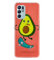 Oppo Reno 6 Kılıf Silikon Desen Özel Seri Avokado Skate 1741