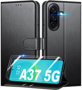 Lexroo Samsung Galaxy A37 ile uyumlu Kılıf Kamera Korumalı Kapaklı Kartlıklı Cüzdanlı Deri - Siyah