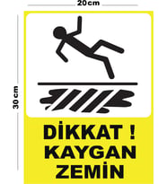 Metal Dikkat Kaygan Zemin - 3 20cm x 30cm A4 Büyüklüğünde Uyarı Levhası Yönlendirme Tabelası