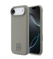 Apple iPhone 17 Air Uyumlu Kılıf DKNY Orjinal Lisanslı M-safe Şarj Özellikli Metal Logolu Silikon Kapak (Bej)