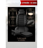citron c3 2026 Koltuk ve Kılıf uyumlu Yastık Minder Siyah Lüks 2 Minder 2 Yastık