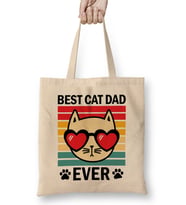 Best Cat Dad Ever Retro Design for Cats Lover Dads Aşk Kedi Bez Çanta Uzun Saplı