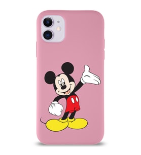 Apple iPhone 11 Uyumlu Lansman Kılıf Mickey Mouse Tasarımlı Altı Kapalı İçi Kadife Kaplı  Kapak (Şeffaf)
