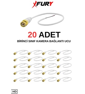 FURY 20 Adet A Kalite Kablolu Hazır BNC Kablolu Konnektör