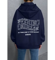Unisex Nothing Baskılı Sweatshirt (Lacivert)