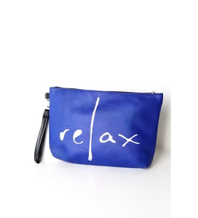 Kadın Vegan Deri Clutch Fermuarlı Mavi Baskılı Omuz Çantası