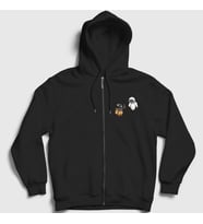 Presmono Unisex Siyah Gift Wall E Eve Fermuarlı Kapüşonlu Sweatshirt 427630tt