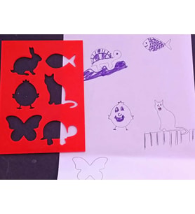 3D Baskı Hayvan Figürleri Çizim Şablonu - Çoklu Desen Kalıbı - Kırmızı