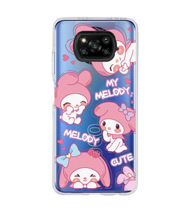 Poco X3 NFC Uyumlu Melody Kuromi Desenli Şeffaf Telefon Kılıfı