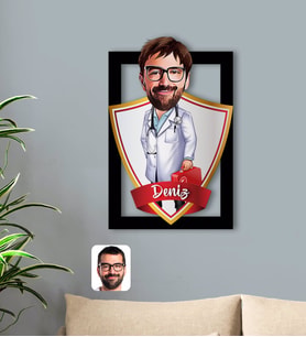 BK Gift Kişiye Özel İsimli Erkek Acil Tıp Teknisyeni Karikatürlü 3D Ahşap Tablo-1