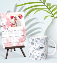 BK Gift Kişiye Özel Yılbaşı Tasarımlı Kupa Bardak ve 13x18cm Fotoğraf Kartlı Şövaleli 2024 Takvim Hediye Seti-53