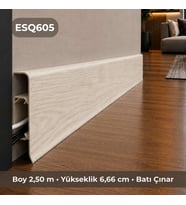 Esquero Kablo Kanallı PVC Süpürgelik 250 cm, Açılabilir Kapaklı, Batı Çınar, ESQ605