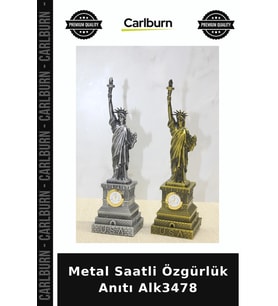 Özel Üretim Dekoratif Hediyelik Masa Üstü Oturma Odası Metal Saatli Özgürlük Anıtı Alk3478