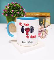 No Pain No Gain Kupa Bardak Mavi