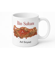 İlin Sultanı Memleketim Türkiye Haritası İçinde Şehir Kupa Bardak Hediye