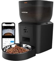 QQ029 Kameralı 1080P Gece Görüş Akıllı Kedi Köpek Otomatik Mama Kabı, Tuya App-Wifi Uzaktan Kontrol, Sesle Çağırma, 2.4Ghz/5Ghz, 4Lt hazne, Metal Kase (Siyah)