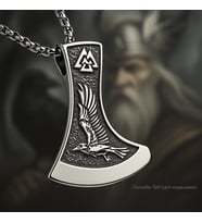 voyageaccessory Çift Taraflı Kullanım Viking Kurt Motifli Parlak Metal Balta Kolye