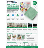 Asterion Mikrofilament Yeşil Temizlik Bezi 40x40 cm 10'lu