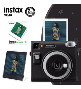 Instax SQ40 Siyah Fotoğraf Makinesi 10lu Kare Film ve Pleksi Çerçeve