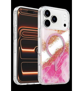 Onegif iPhone 17 Pro Max Lotus Simli Magsafe Kapak - Pembe