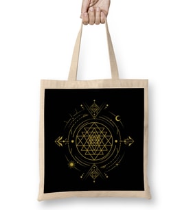 Sri Yantra Mandala Sri Yantra Sacred Geometry 01 Bez Çanta Uzun Saplı