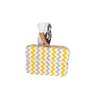 Bebek Yatağı Oyun Parkı Çocuk Yatağı Katlanabilir Sünger Yatak 60x120-4 Cm (sarı Gri Zikzak)