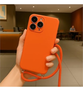 Coverzone iPhone 17 Pro ile Uyumlu ?pli Boyun Ask?l? Silikon K?l?f Kadife ?� Yap?l? Dulcet Epiphany boyun �apraz as?labilen ?pli K?l?f Turuncu