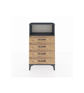 Arges Komodin Tek Raflı 4 Çekmeceli 60x30x106 Antrasit-Çam