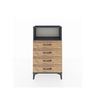 Arges Komodin Tek Raflı 4 Çekmeceli 60x30x106 Antrasit-Çam