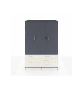 Hyperion Dolap 5 Raflı 5 Çekmeceli Tek Askılı 132x44x195 Antrasit-Antrasit/Aytaşı