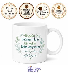 Sağlıklı Yaşam Yazılı Motivasyon Kupa Bardak Özel Tasarım Hediye