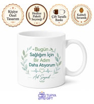 Sağlıklı Yaşam Yazılı Motivasyon Kupa Bardak Özel Tasarım Hediye