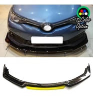 Toyota Auris Sarı Renkli Şeritli Dilli Ön Lip 4 Prç Parlak Siyah ABS