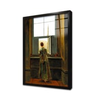 Penceredeki Kadın Caspar David Friedrich Çerçeveli Cam Tablo