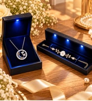 925 Ayar Gümüş Takı Seti Rose Kelebek Yuvası Kolye ve Gold Manolya Çiçeği Bileklik Işıklı Kutulu