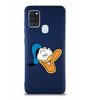 Samsung Galaxy A21S Soft Premier Kapak Donald Duck-E Tasarımlı Silikon Kılıf - Lacivert (Şeffaf)