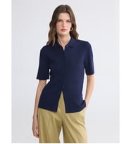 LCW EVERYDAY Lacivert Polo Yaka Kadın Triko Hırka