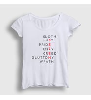 Presmono Kadın Beyaz Sins Movie Seven Se7en T-Shirt 539971tt (Beyaz)