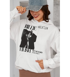 Billie Eilish Hit Me Hard And Soft Baskılı Unisex Oversize Şarkıcı Hoodie