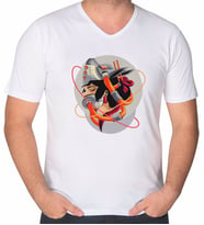 BK Gift Geisha Tasarımlı V Yaka Tişört-1 (Beyaz)